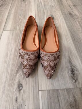 Coach Daphne Crystal Signature Jacquard Flats CW991 Burnished Amber Size 8.5